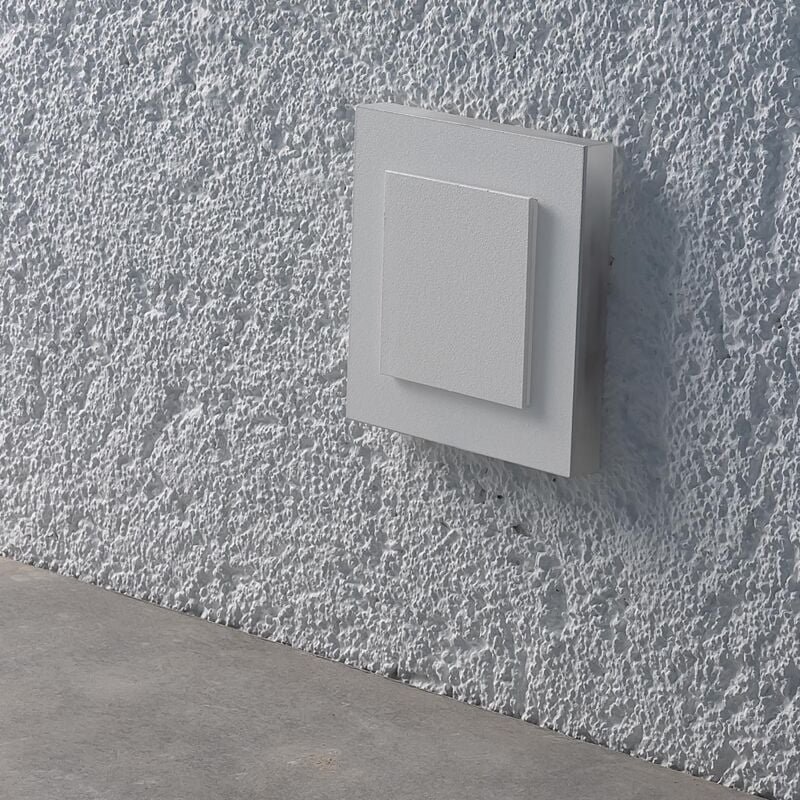 LED Treppenleuchte IP44 eckig weiß - Lichtfarbe: Warmweiß 1,5W - Lichtaustritt: Doppio