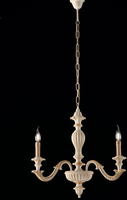 Bonetti Illumina - Leonardo - Kronleuchter aus Elfenbeinholz und Blattgold 3 Lichter 117 - Ø43 - BL180-3-AV