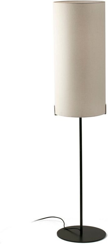 Faro NILA Tischlampe mit rundem Schirm, mattschwarz, mit hohem Schirm in cremefarbenem Farbton