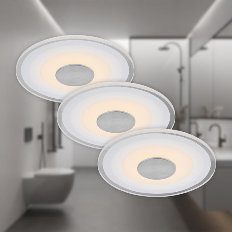 LED Einbauleuchte Einbaulampe Badlampe 3er-Set 6W Ø12cm IP44 weiß Briloner