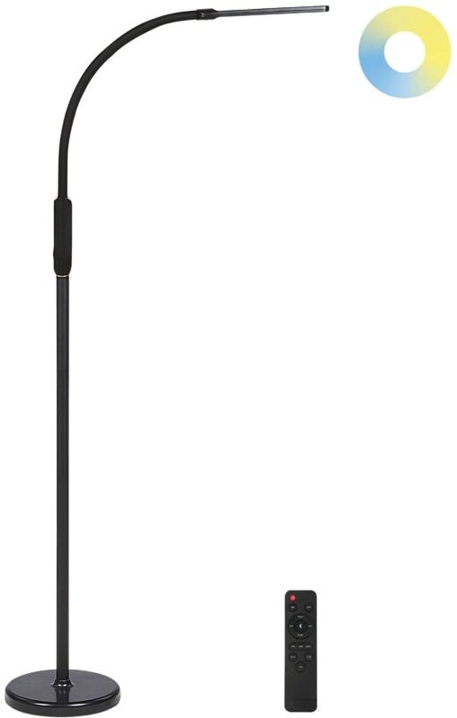 Steh-/Tischlampe led Schwarz Metall und Kunststoff 174 cm Dimmbar Verstellbar Klemmbar mit Fernbedienung Touch-Schalter ...