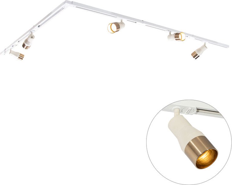 Modernes Schienensystem mit 5 Strahlern Beige mit Gold 1-phasig - Iconic Kohua