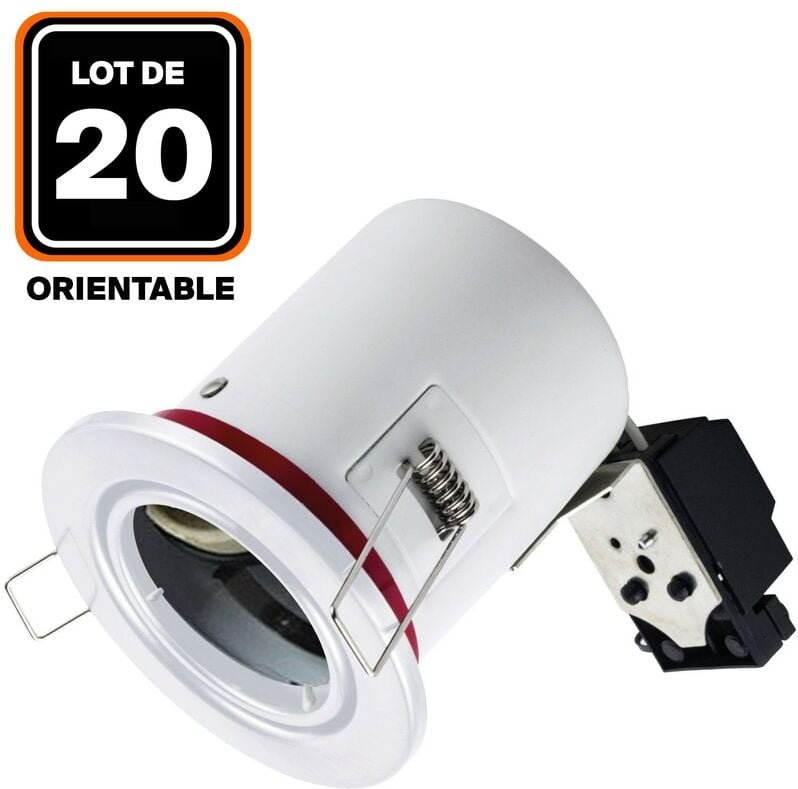 Europalamp - 20 Supports Spot bbc Orientable Blanc IP20 avec Douille GU10