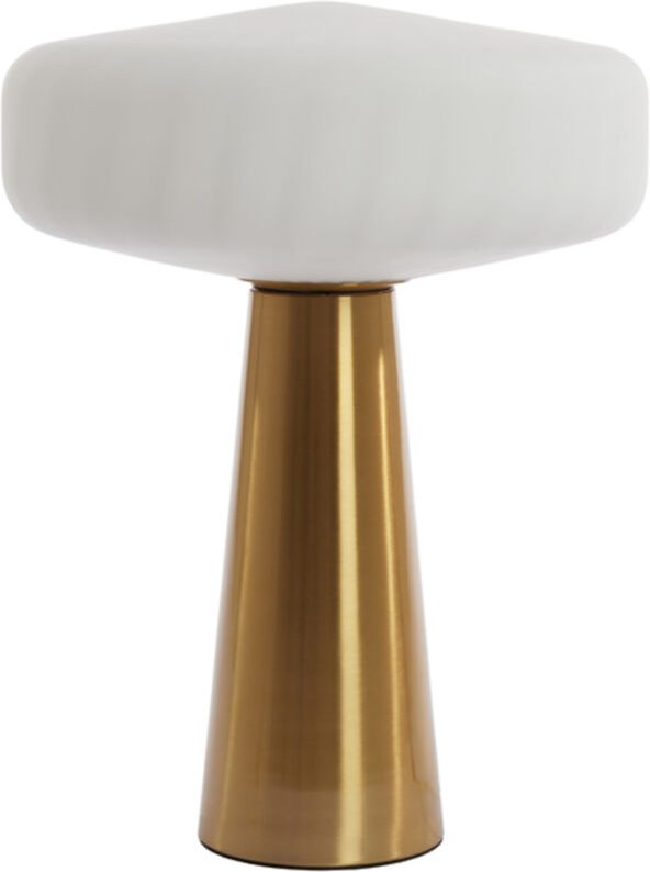 Light & Living - tischlampe - Pleat - gold weiß - glas -