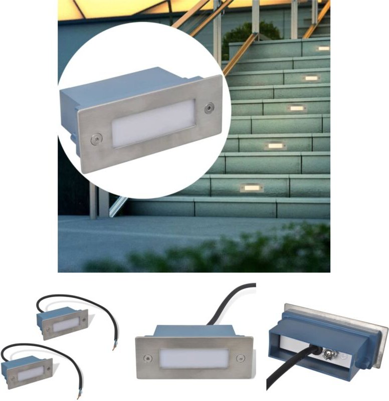 LED-Einbauleuchte - vidaXL LED-Wandeinbauleuchten für Treppen 2 Stk. 44x111x56 mm - Außenbeleuchtung