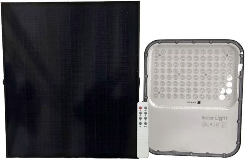 gloca 300 W LED-Solar-Flutlicht für den Außenbereich mit Solarpanel und Fernbedienung, Temperatur 5000 K