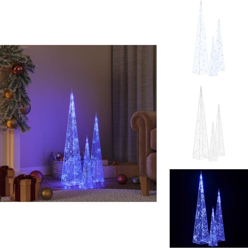 LED-Leuchtkegel-Set Acryl Deko Blau 30/45/60 cm - Weihnachtsdeko - LED-Lichterkette - Outdoor-Beleuchtung - Indoor-Dekor...