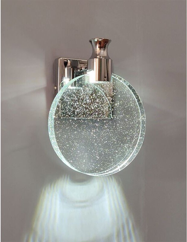 Runde silberne Kristall-Wandleuchte, Vintage-Kristall-LED-Wandlampe, Art-Deco-Wandleuchte für Wohnzimmer, Schlafzimmer, ...