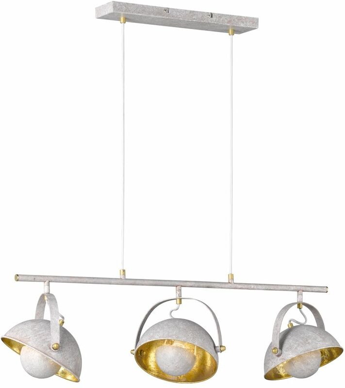 Licht-erlebnisse - Pendelleuchte Esszimmer Weiß Gold Retro Design verstellbar 3x E14 Hängelampe