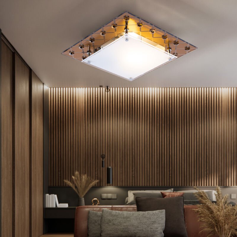 Esto - Deckenleuchte Spiegelglas Deckenlampe Kristalle Glasleuchte Wohnzimmer, Metall kupferfarben, 1x E27 Fassung, LxBx...