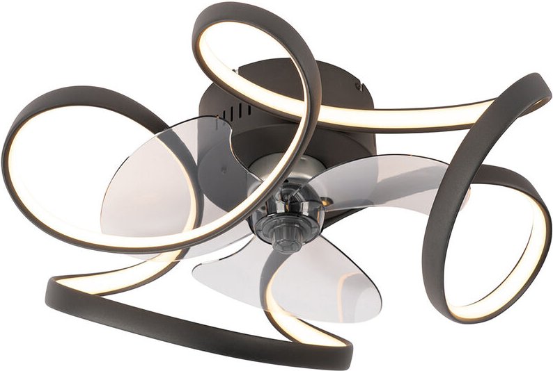 Deckenventilator Schwarz 55cm inkl. led Dimmbar mit Fernbedienung - Mandy