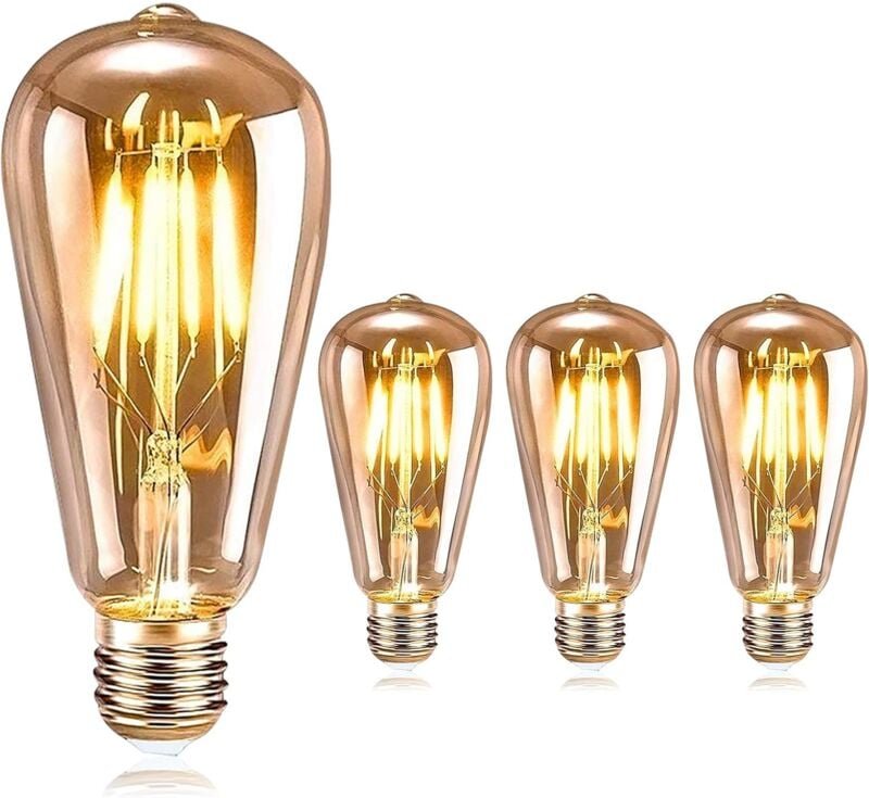 Ersandy - LED-Edison-Glühbirne, E27, Vintage-Edison-LED-Retro-Glühbirne, 4 w, ST64, dekorative Lampe, antike, nostalgisc...