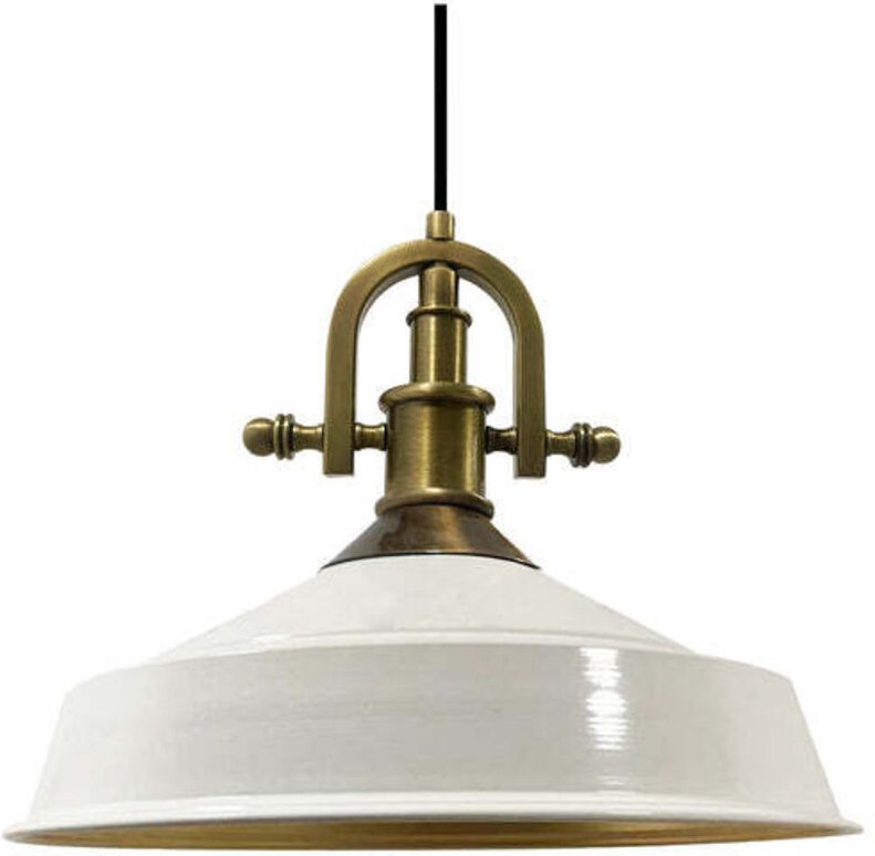 Handbemalte Industrielle Hängeleuchte aus Weiß Metall – Vintage-Kronleuchter E27 Ø41 cm für Wohnzimmer, Schlafzimmer Ode...