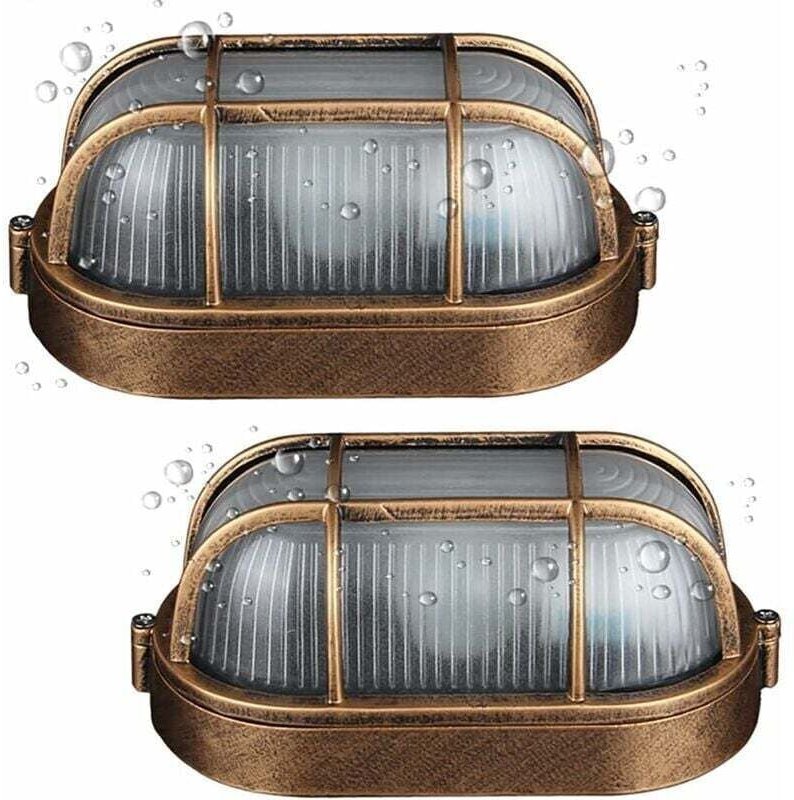 (2er-Pack) Außenwandleuchte, ovale Wandleuchte aus Aluminiumdruckguss, maritime Wandleuchte, Vintage-Industrie-Bootsleuc...