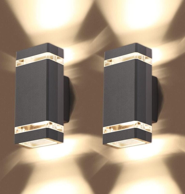 Led WandleuchteOutdoor led Wandleuchte, 2er Set, IP65 wasserdichte Außenlampe 3000K, Moderne Wandbeleuchtung für Garten,...