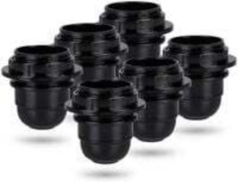 Ersandy - Schwarze E27-Schraubfassung - 6x E27-Lampenfassung mit Kunststoffring - E27-Lampenfassung - E27-Lampenfassungs...