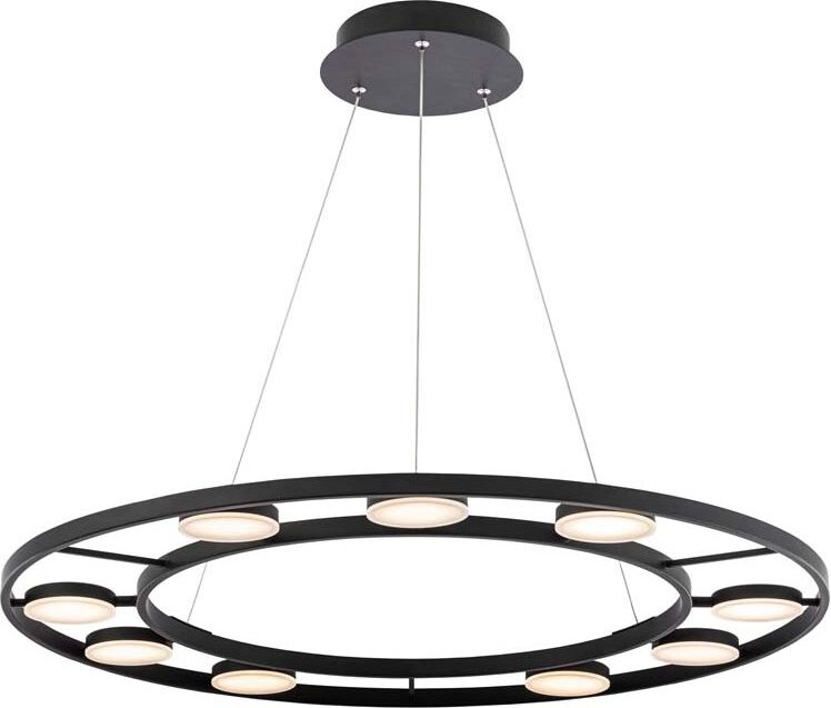 Pendellampe Hängelampe Wohnzimmerlampe schwarz LED Ring Design H 150 cm