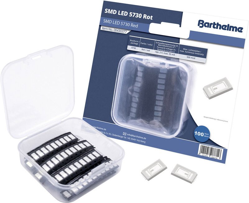Barthelme - SMD-LED-Set 5730 Rot 500 mcd 120 ° 55 mA 2 v 100 St. Bulk