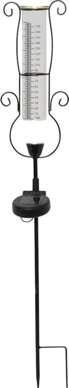 Star Trading Solar Regenmesser Pluvio, led, Schwarz, Outdoor, Glas, Warmweiß, Dämmerungssensor, 65 cm