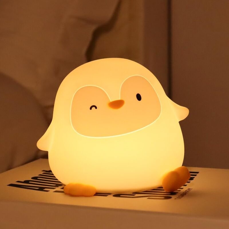 Weiches Pinguin-Nachtlicht aus Silikon für Kinder – USB-wiederaufladbare LED-Lampe, angenehm weich, langlebiger Akku, To...