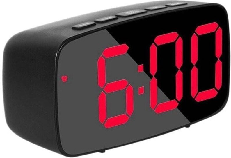 Intelligenter digitaler Nachttischwecker, rote LED-Reise-USB-Tischuhr mit 12/24-Stunden-Datum, Temperatur und Schlummerf...