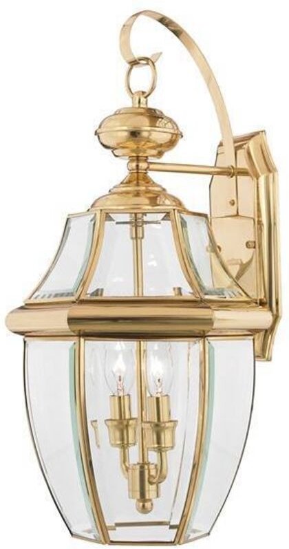 Elstead - Newbury - 2 Light Outdoor Große Wandlaterne Licht aus poliertem Messing IP44, E14