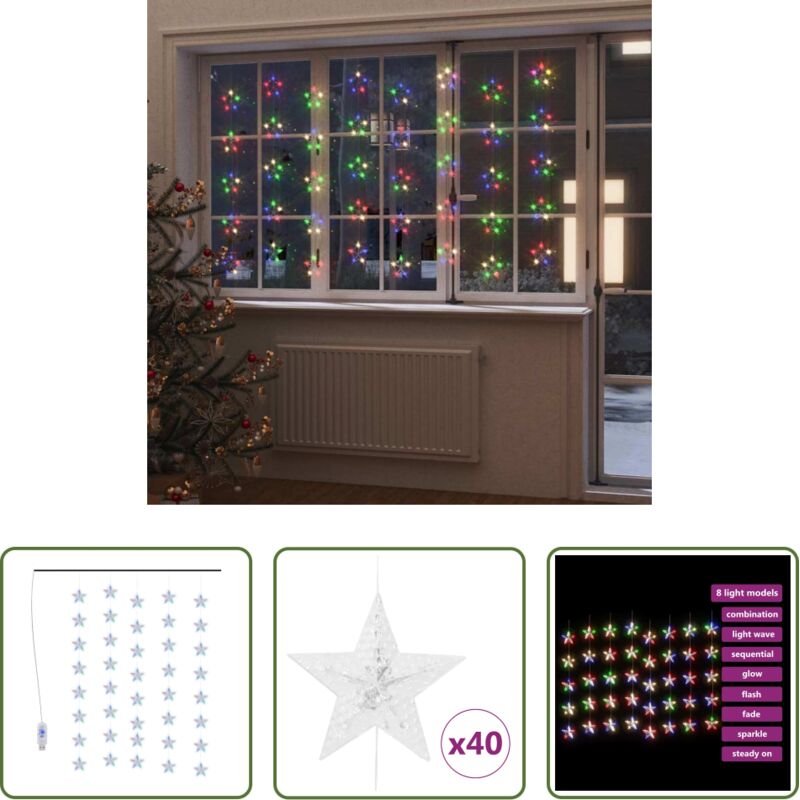 LED-Lichterkette - LED Sternenvorhang Lichterkette 200 LED Bunt 8 Funktionen