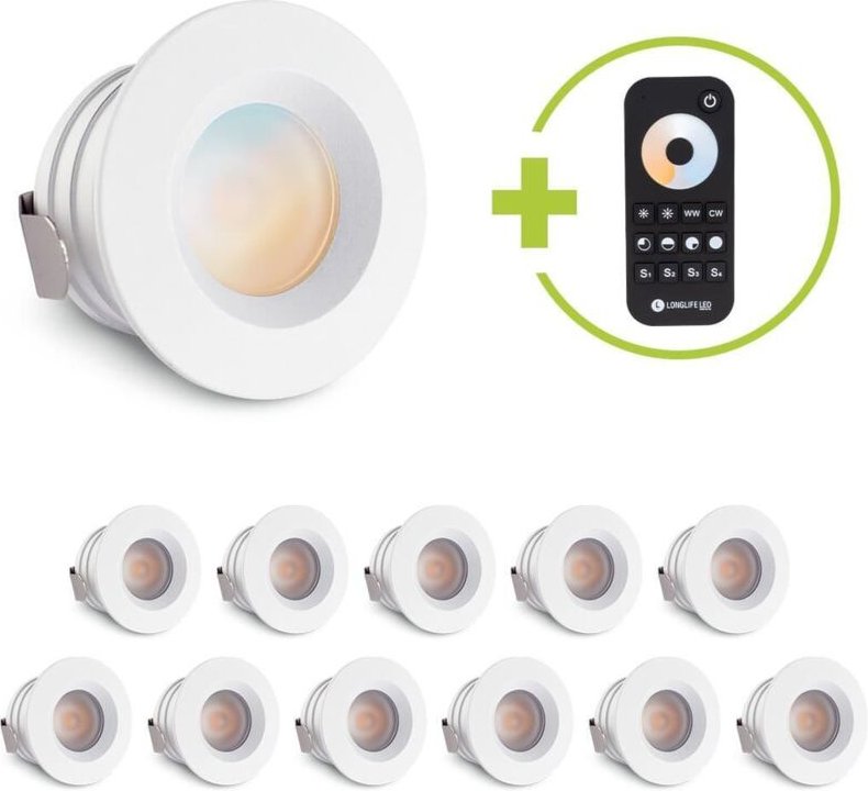 Einbaustrahler Mini flach Torino 3W CCT IP44 - Farbe: weiß - Anzahl: 12x