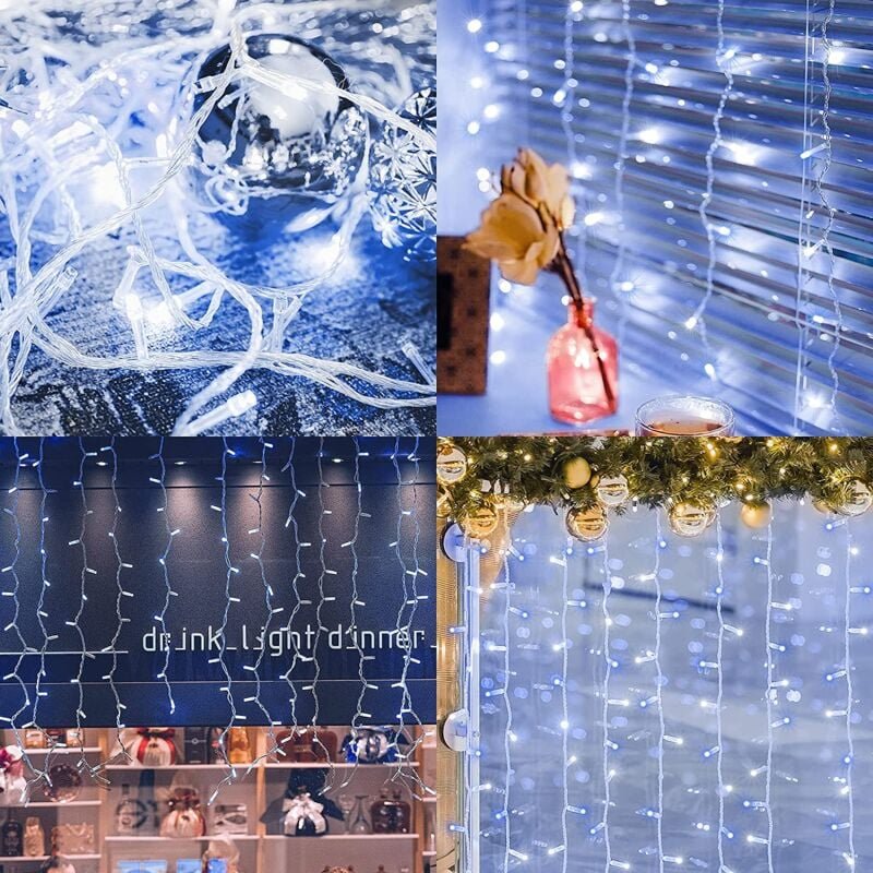 SALCAR 5m LED Eisregen Lichterkette Außen Innen, Lichtervorhang Fenster Weihnachten, Weihnachtsbeleuchtung Strom 31V mit...