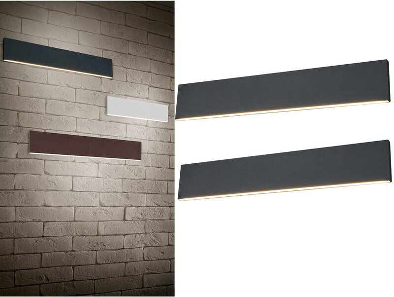 Thumbnail - 2er Set Flache LED Wandleuchten Up & Down Anthrazit 3 Stufen Dimmer, Breite 47cm