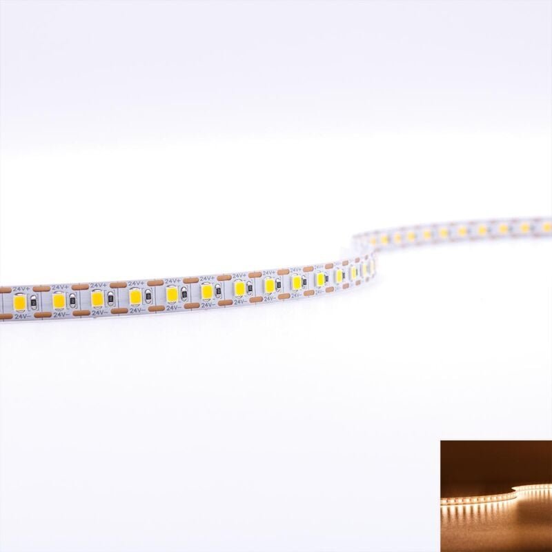 Single Cut 24V LED Streifen 5M 15W/m 120LED/m 8mm - Lichtfarbe: Warmweiß 3000K - Schutzart: IP20