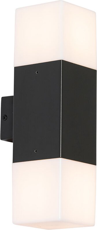 Außenwandleuchte schwarz mit Opalschirm 2-flammig IP44 - Dänemark