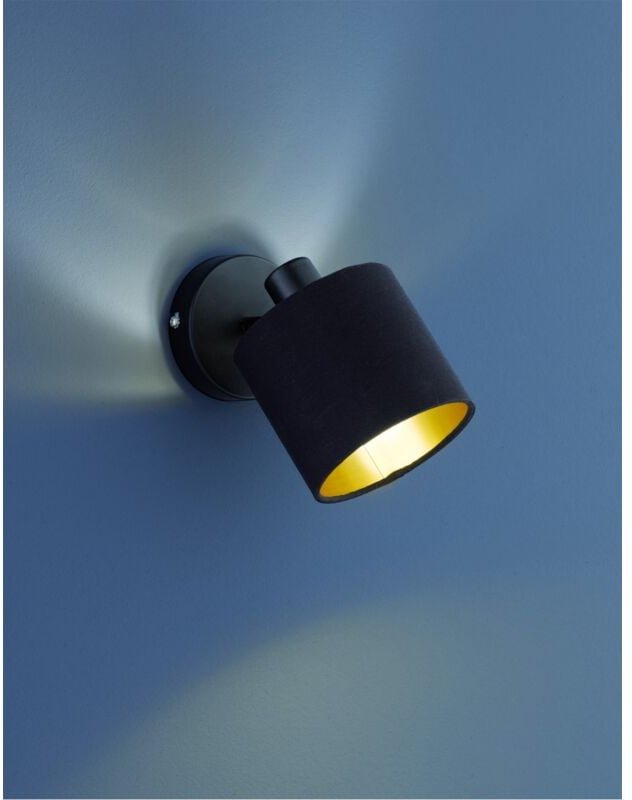 Iperbriko - Strahler Tommy 1xE14 Schwarz und Schwarz-Gold Stoff L12 cm Trio Lighting