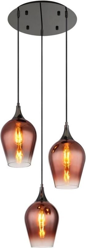 Thumbnail - Pendelleuchte Hängelampe Deckenleuchte Esszimmer Metall Glas Rot 3-Flammig