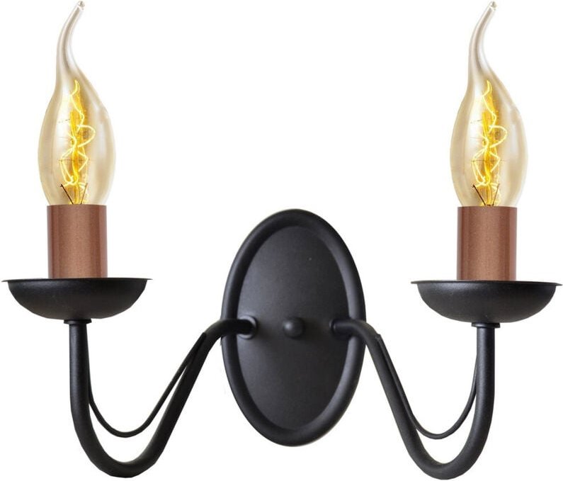 Malbo Kerzenwandleuchte Schwarz, Kupfer 32cm - Helam