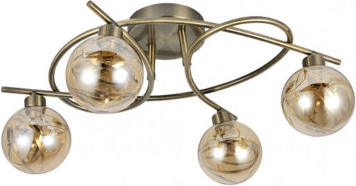 FABRILAMP AKUNADECOR Plafon Con Tulipas De Cristal Varanasi Cuero 4 L.