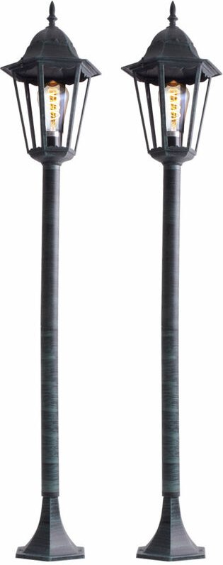 Etc-shop - 2er Set Außen Steh Leuchten Stand Lampen Laterne Garten Hof alu Glas Beleuchtung