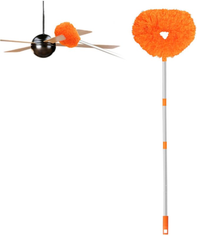 Staubwedel zur Reinigung von Deckenventilatoren, 1,44 m, wiederverwendbar, Mikrofaser, abnehmbar, mit verstellbarer Verl...