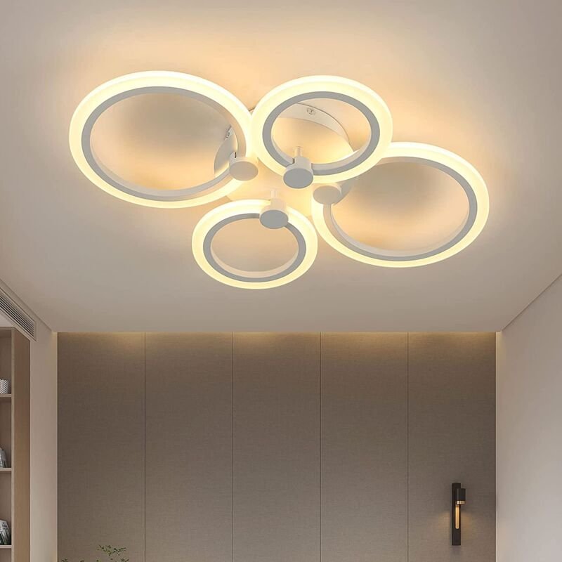 Led Deckenleuchte Modernes Design Warmweiß 3000K 34W 4 Kreise Deckenlampe Für Wohnzimmer Schlafzimmer Esszimmer Büro Bar...