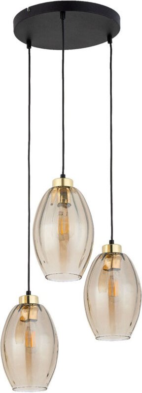 TK Sebo Cluster Pendelleuchte Deckenleuchte Schwarz, Bernsteinglas 3xE27