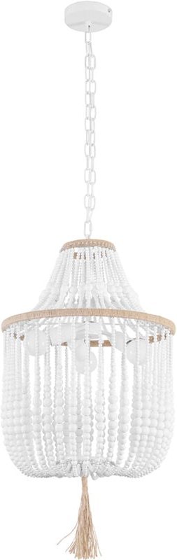 Thumbnail - Holzball-Deckenlampe - Pendelleuchte im Boho-Bali-Stil - Lawan Weiß