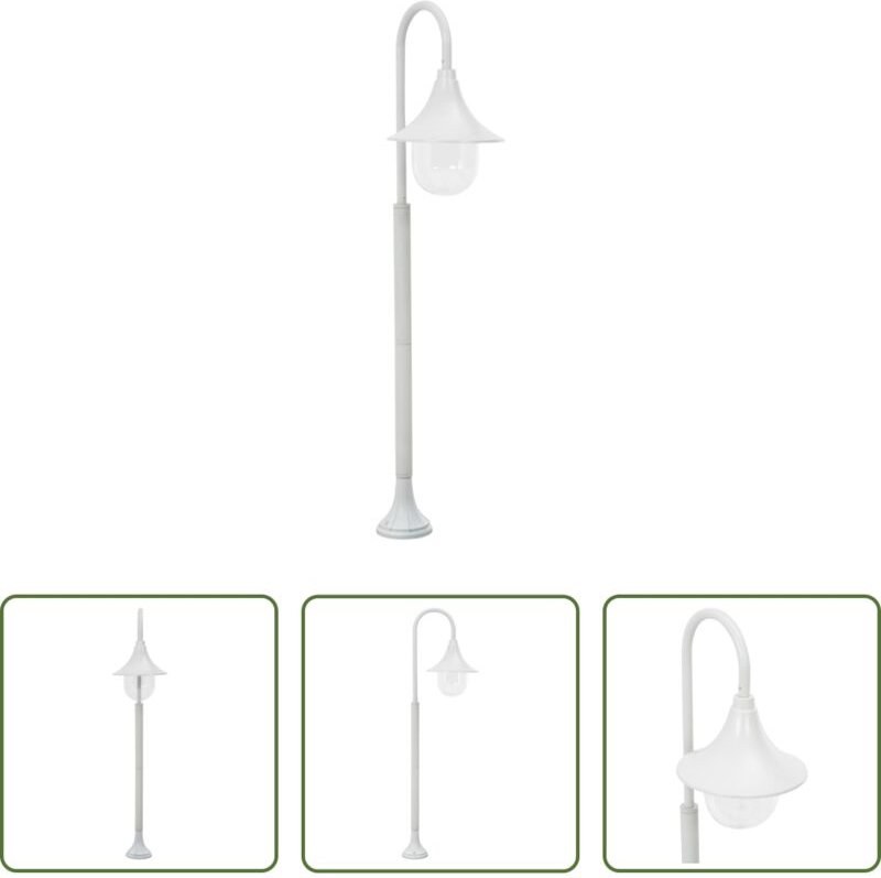 vidaXL Aluminiumleuchte - Garten-Pollerleuchte E27 120 cm Aluminium Weiß