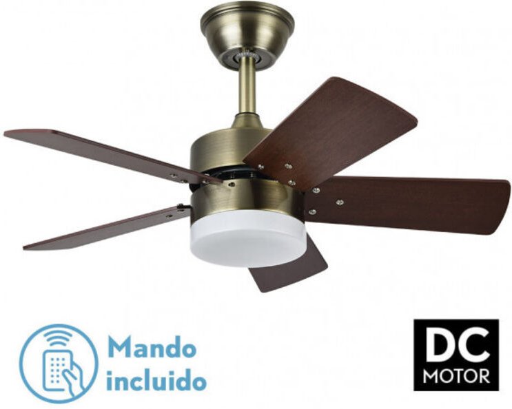 DC Marta 36W Leder-Deckenventilator mit 5 Flügeln, Kirsche und Walnuss