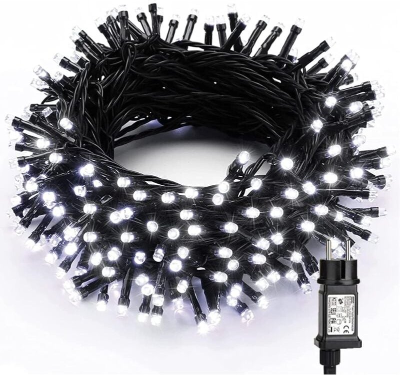 Weihnachtslichterkette für drinnen und draußen, 20 m, 200 LEDs, kaltweiß, elektrische Lichterkette, 8 Modi, wasserdichte...