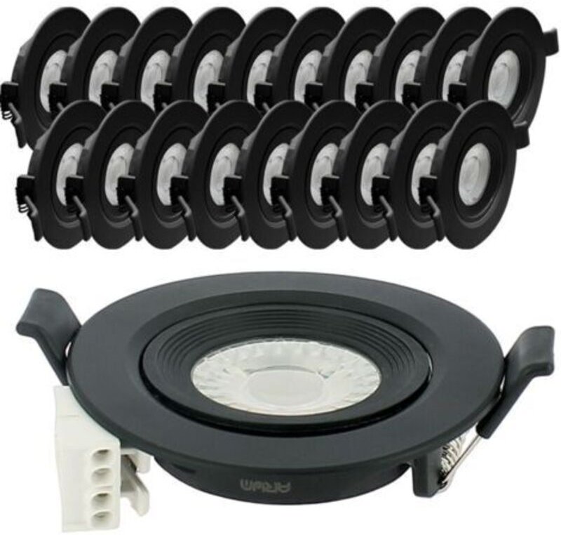 Thumbnail - Arum Lighting - 20 schwarze LED-Einbaustrahler asturia, verstellbar, 7 w, Äq. 75W Farbtemperatur: Warmweiß 3000K