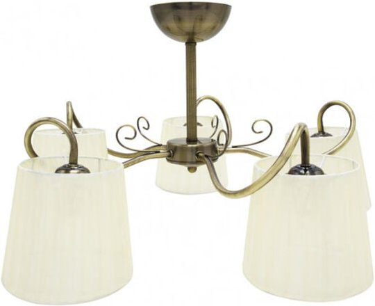 Fabrilamp - Kronleuchter de 5 Lichter Modell cuzco satiniertes Leder mit Lampenschirm