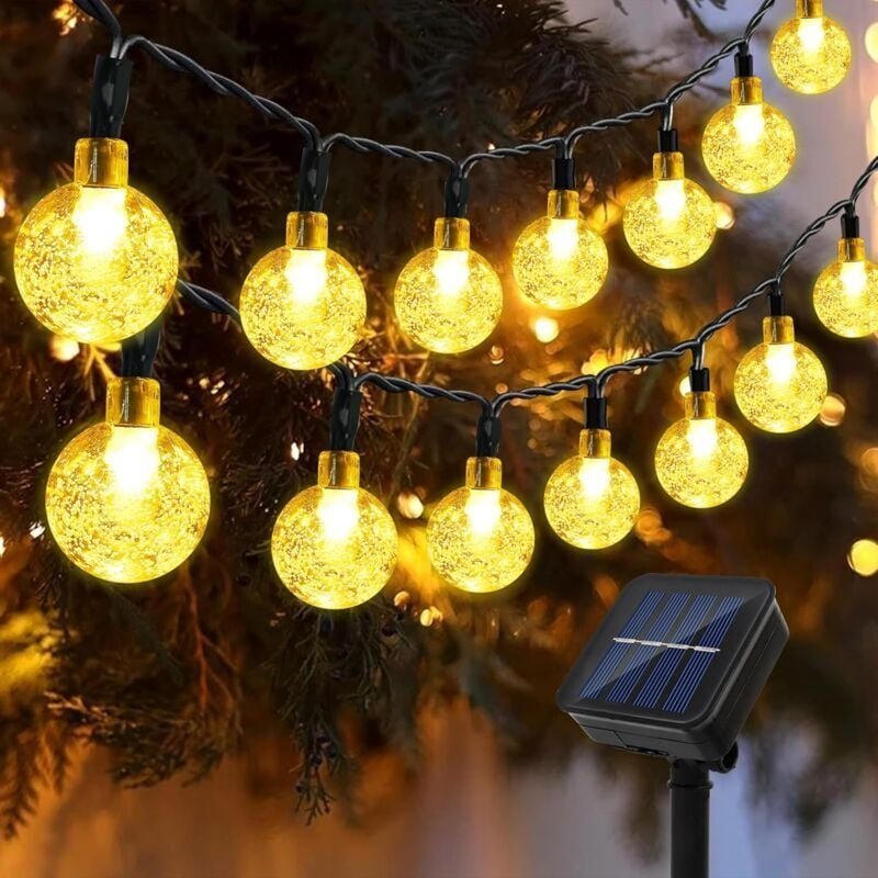 Thumbnail - Solar Lichterkette 12M 100 LED, Kristall Solar Lichterkette Außen Innen 8 Modi, IP65 Wasserdicht Solar Laterne Außen, Li...