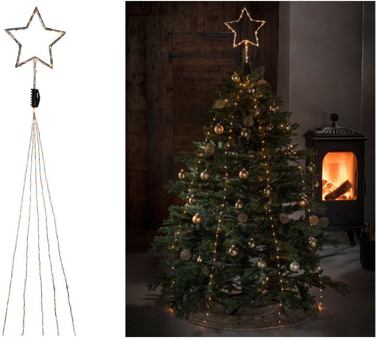 Hängende led Christbaum Lichterkette mit Stern für Innen 274 LED´s -'Baummantel'