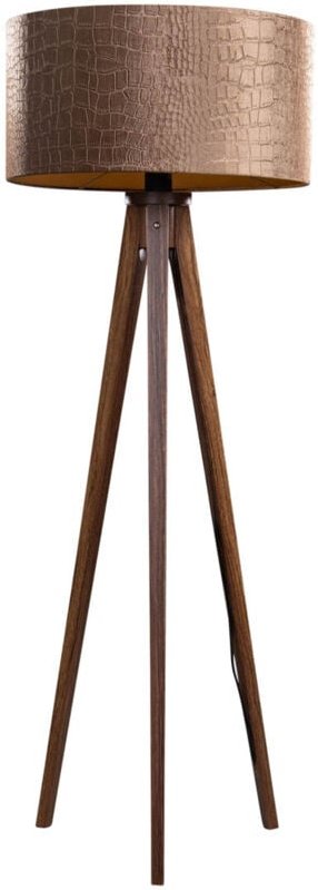 Stehleuchte Dreibein Nussbaumholz mit Samt-Schirm Krokodil 50cm - Tripod Classic