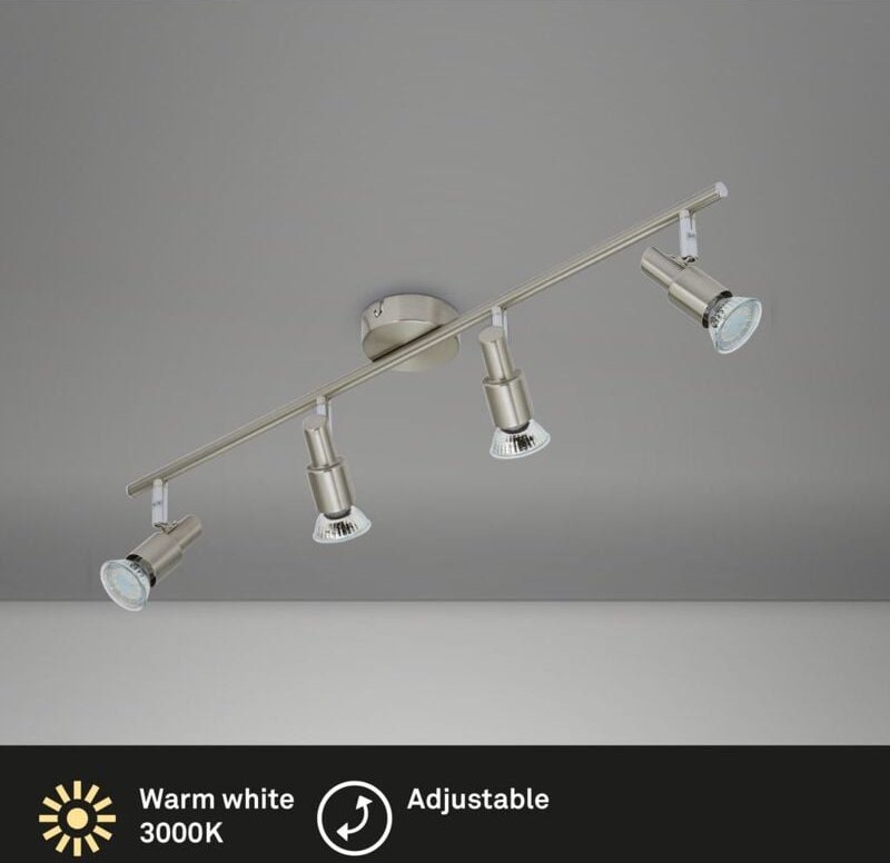 Brilo - led Deckenleuchte Spotleuchte dreh-& schwenkbar 4xGU10 12W Matt-Nickel ner